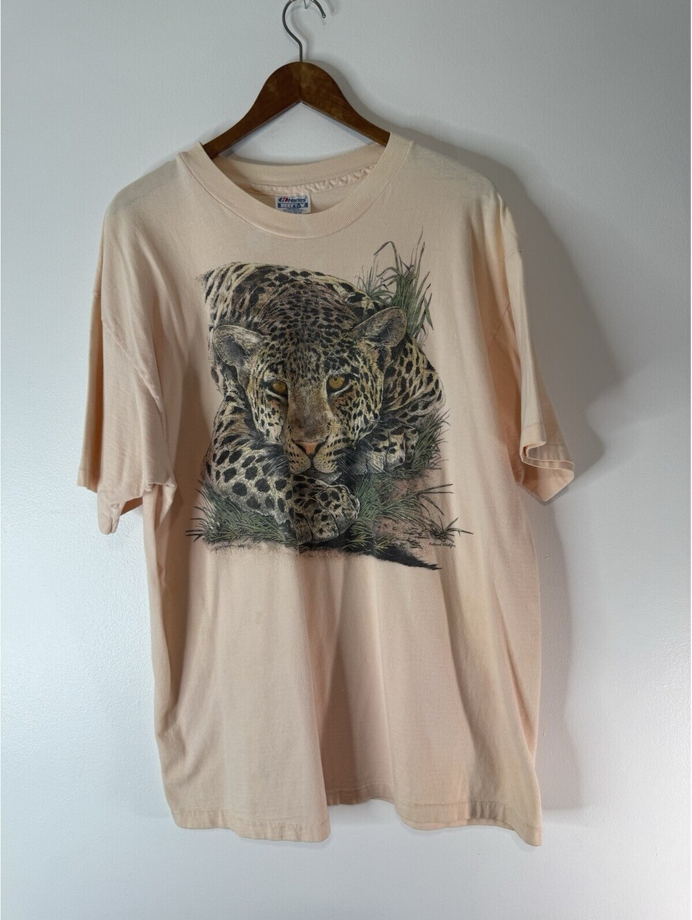 1991 National Wildlife Cheetah T-Shirt Size XL Pink Shirt Single Stitch